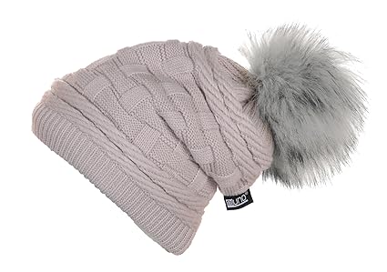 Miuno® Kunstfell Bommelmütze Winter Strickmütze Beanies mit Teddyfutter MJ166