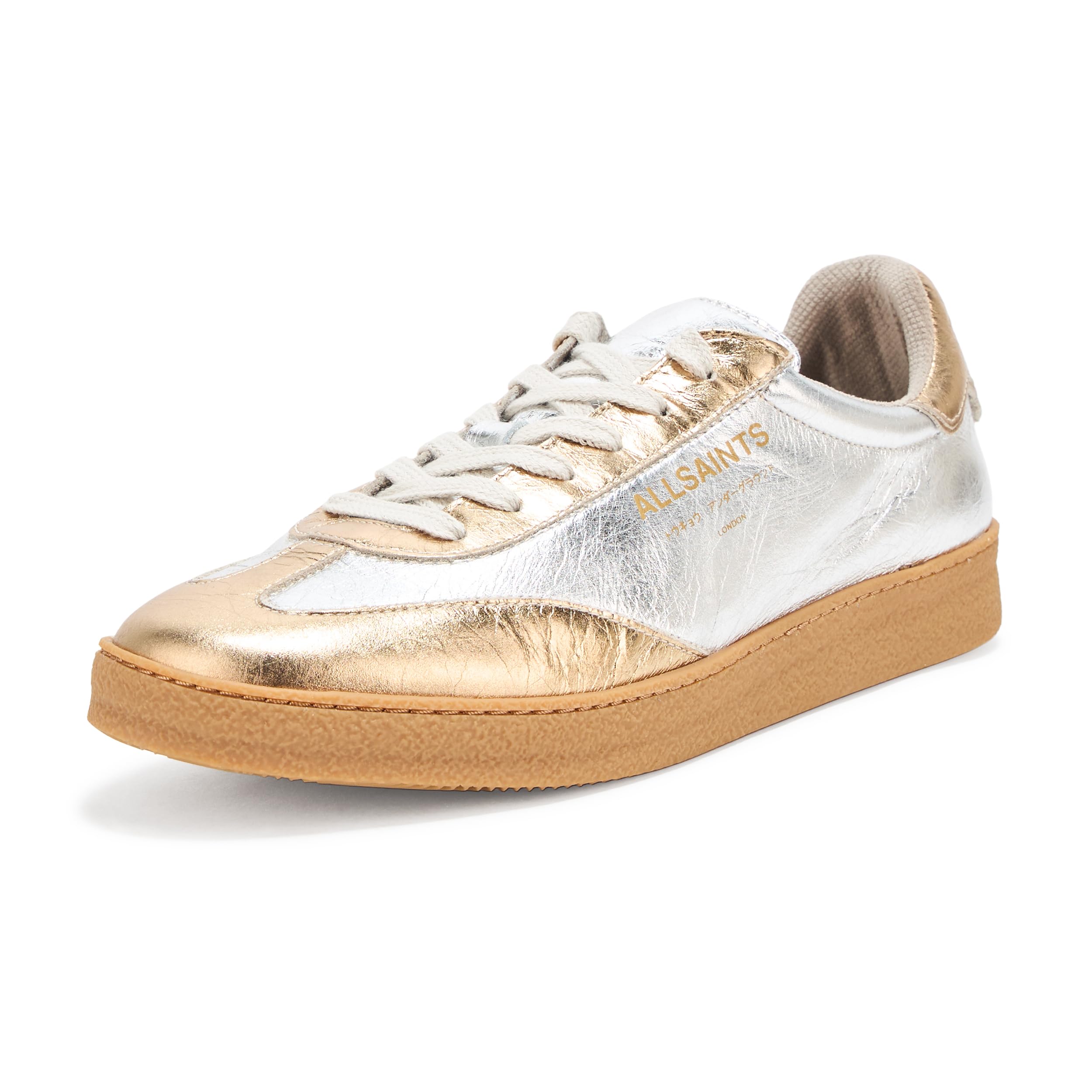 AllSaints Thelma Met Sneaker W072FB Silver/Gold US 11