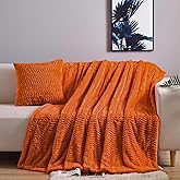 YUSOKI Luxury Faux Fur Throw Blanket(Without Pillows) 2 Layers,3lb,All Ages,Home Decoration, (Burnt Orange,50" x 63")