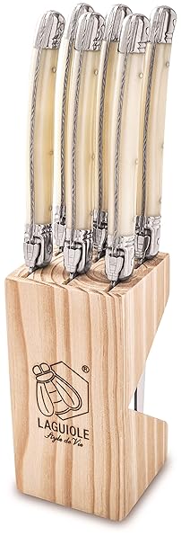 Laguiole Style de Vie Steakmesser Premium Line, 1,8mm Dicke, 6-teilig, Perle