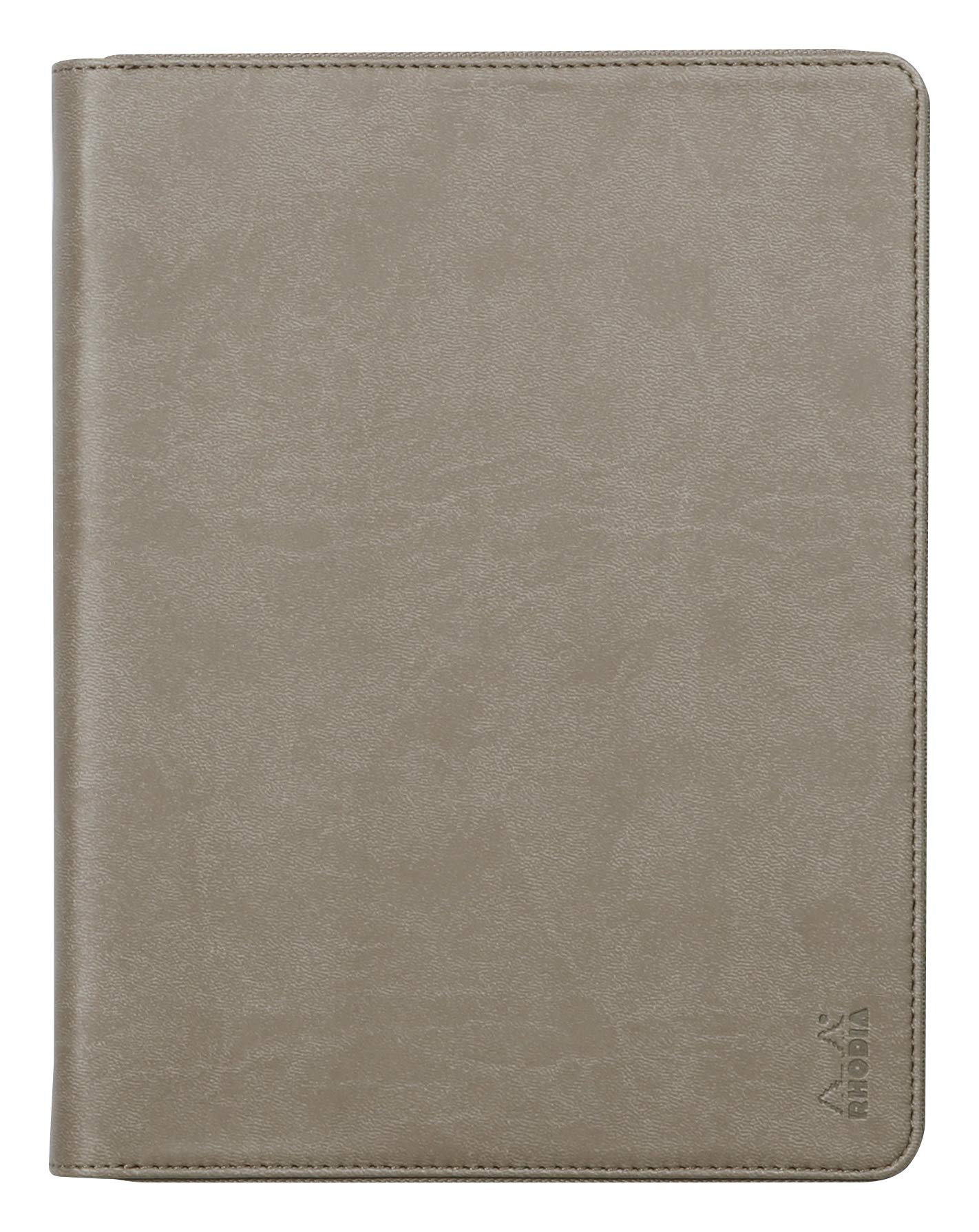 RHODIA 168101C - Rhodiarama Taupe Document Holder - for A5 or A5+ Notepads and Notebooks | Dimensions Closed 19.5x25.5 cm - Pocket for Tablet - Premium Faux Leather