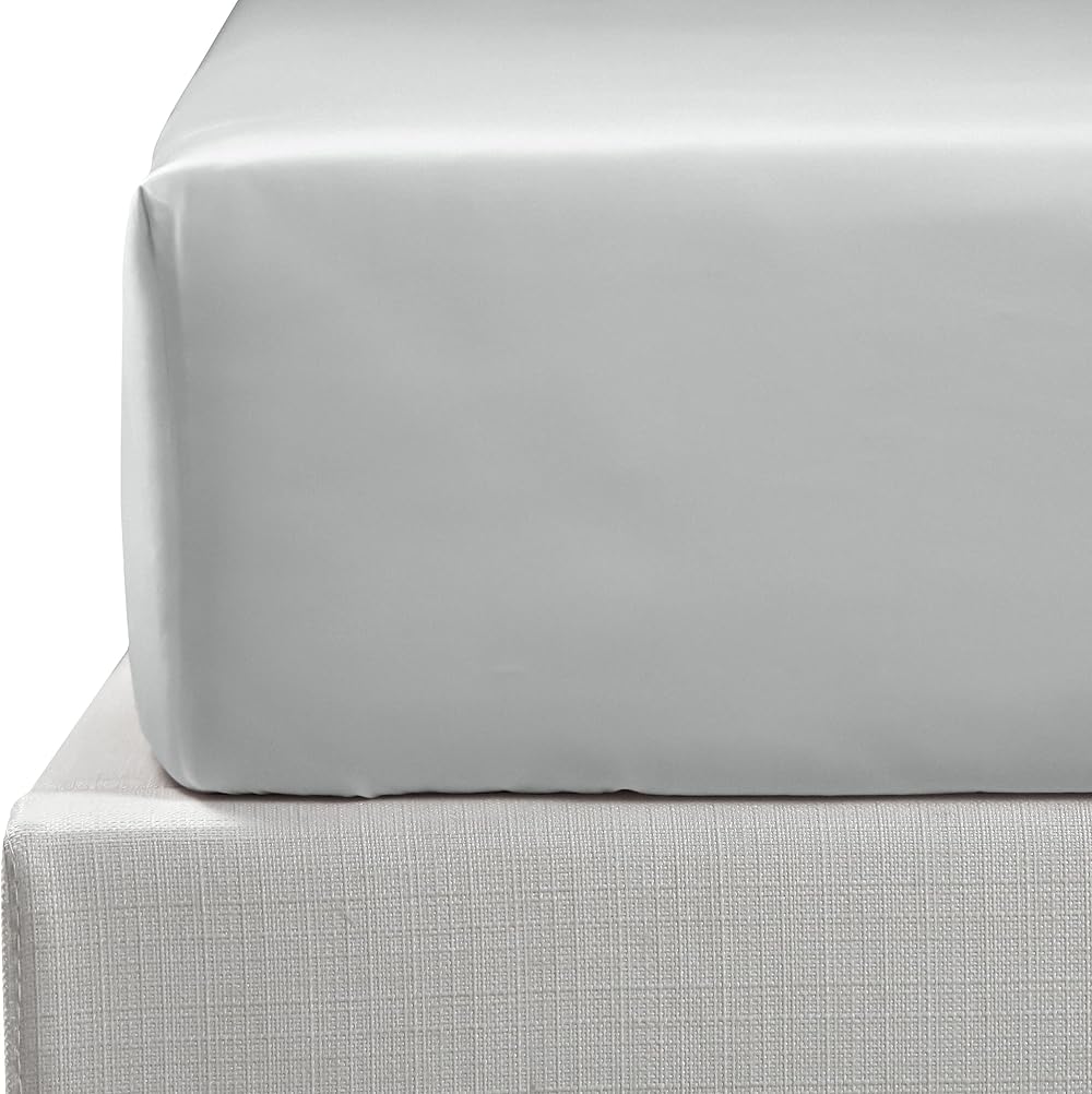 NTBAY Egyptian Cotton Fitted Sheet 500 TC Light Grey 30cm Deep Pocket