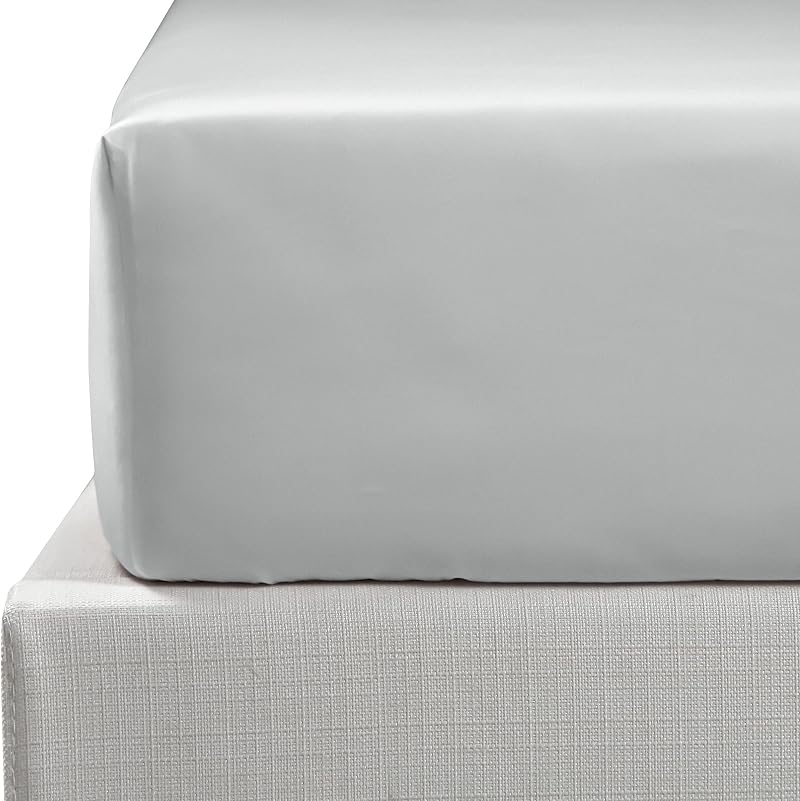 NTBAY Egyptian Cotton Fitted Sheet 500 TC Light Grey 30cm Deep Pocket