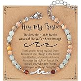 AULSIEY Friendship Wave Beaded Bracelet for Best Friend Bestie, Christmas Stocking Stuffers Birthday Gifts for Women Sister Daughter