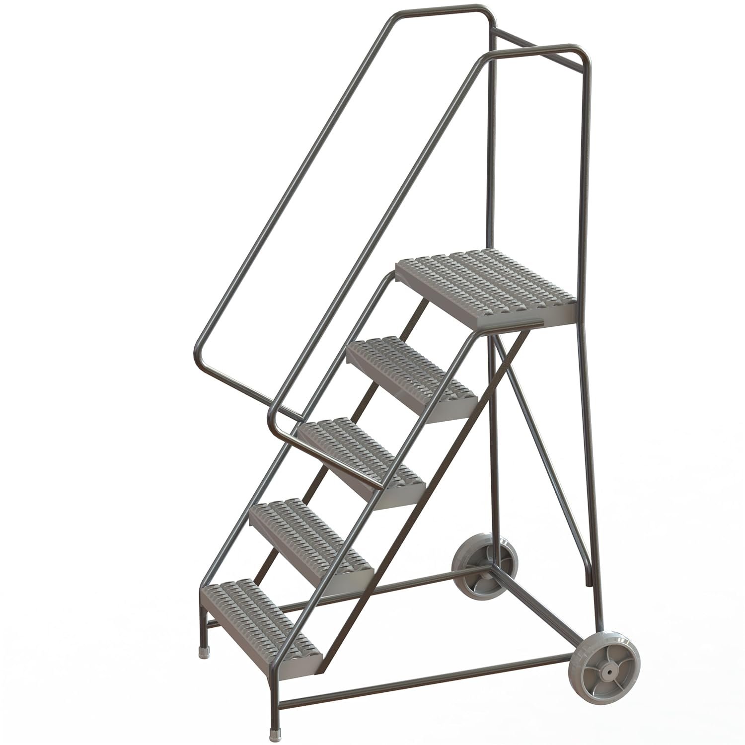 TriArc WLARTR105165 5Step Aluminum Wheelbarrow Style Rolling Ladder
