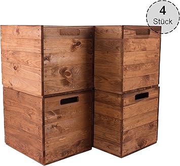 Vintage Mobel 24 Gmbh 4x Schone Korbkiste Aus Holz Passend Fur Kallax Ikea Zum Verstauen Von Schulsachen Spielzeug Neu 37 5x32x32 5cm Braun Amazon De Kuche Haushalt