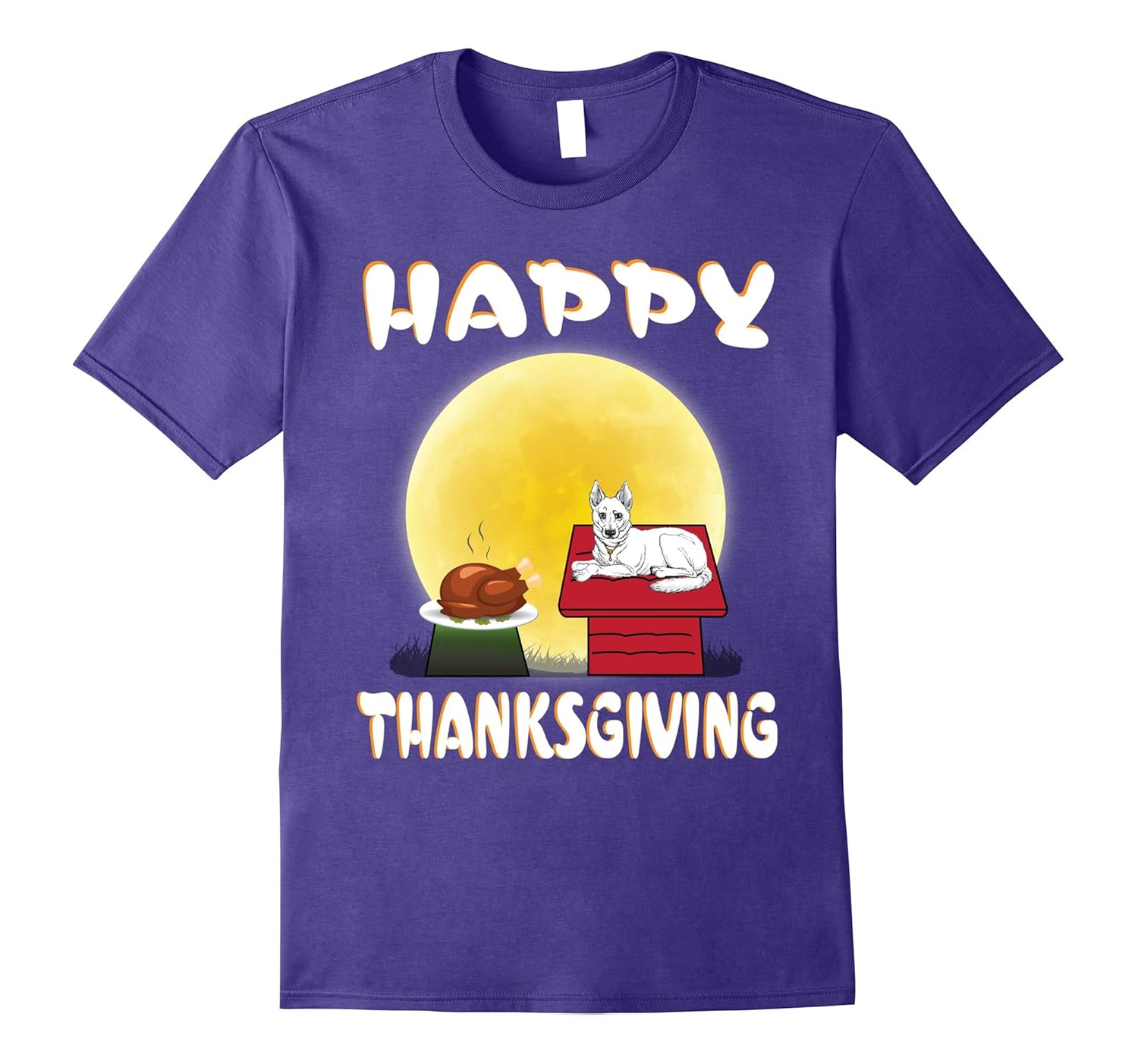 White Shepherd Dog Costume Happy Thanksgiving Day T-Shirt-ANZ