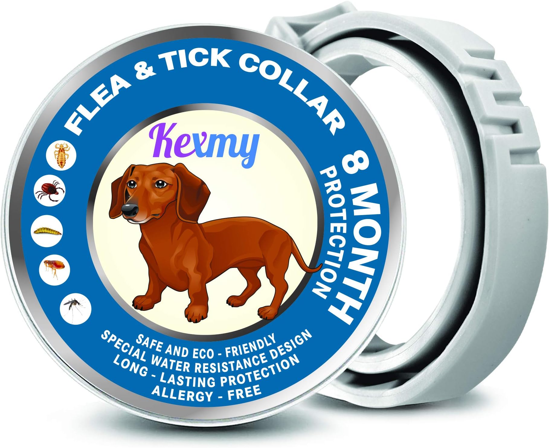 KEXMY Flea and Tick Collar for Dogs - Flea and Tick Prevention for Small, Medium or Large Dog - Waterproof Collar Flea Tick - 8 Month Protection Dog Flea and Tick Control