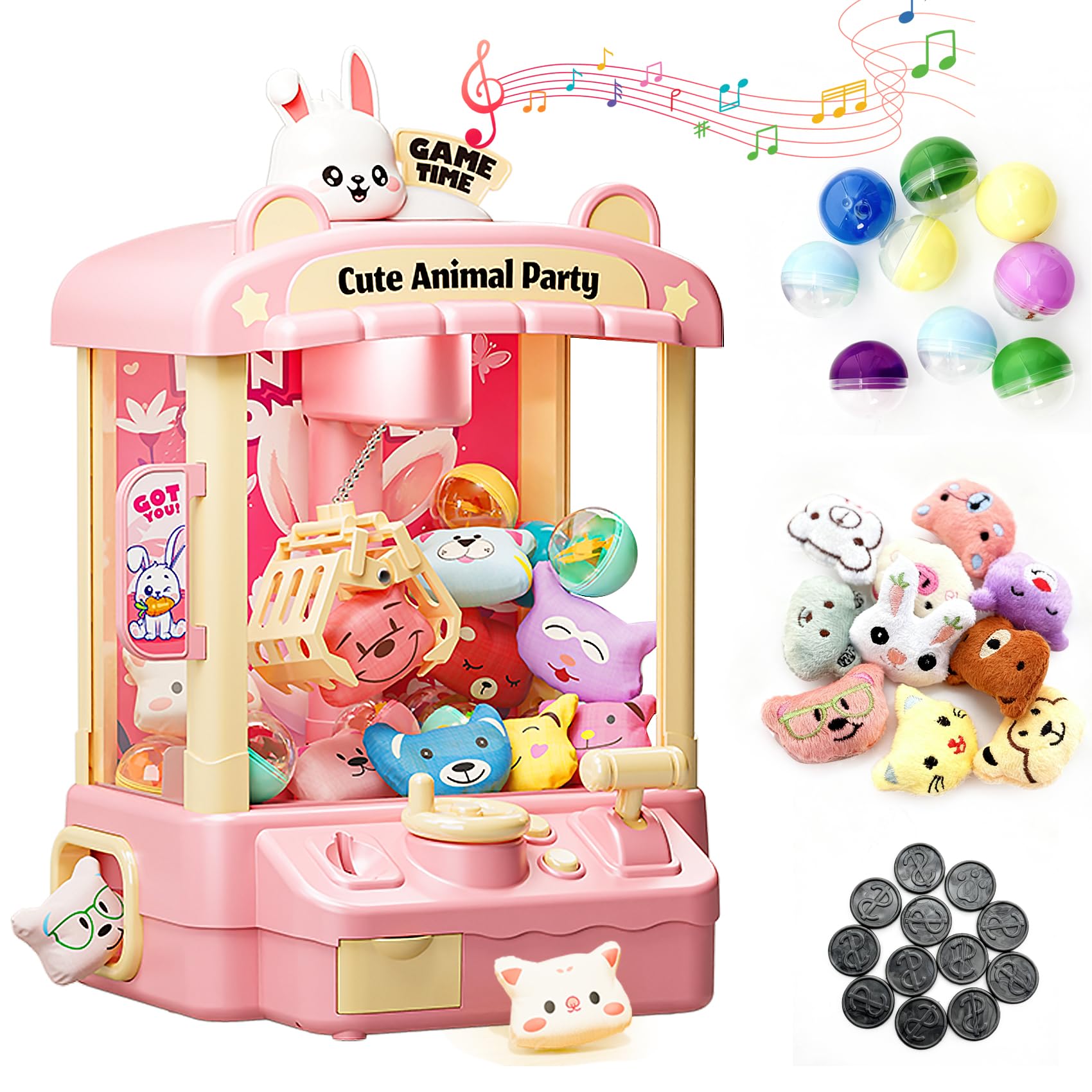 Photo 1 of **MISSING PARTS***Claw Machine for Kids, Mini Rabbit Vending Machine with Sound, Candy Grabber Prize Dispenser Toy with Mini Plush Toys and Balls Electronic Arcade Game for Girls Boys Ages 3-8, Birthday
