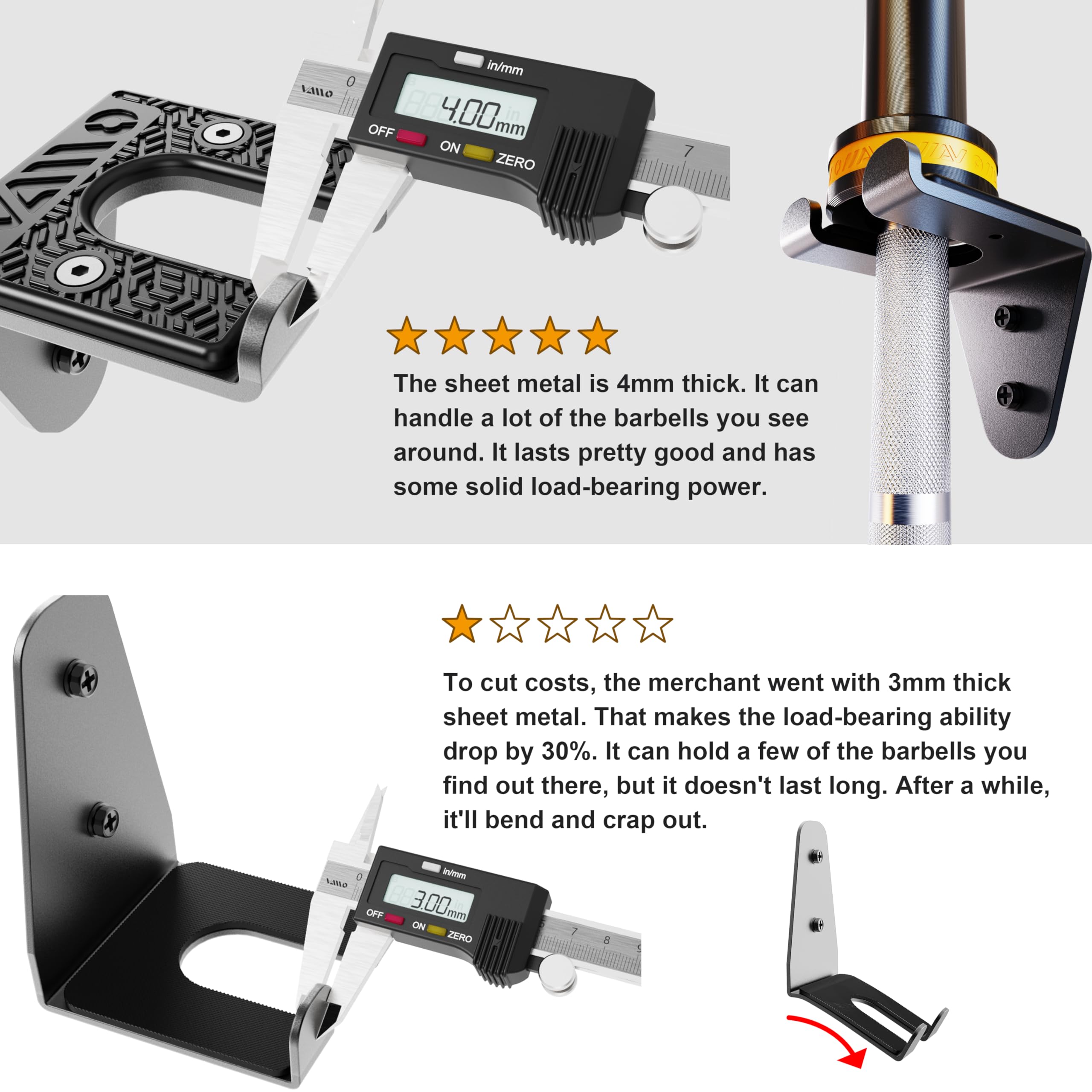 Mua VAIIO Single Olympic Barbell Hanger,Garage Gym Bar Wall Rack ...