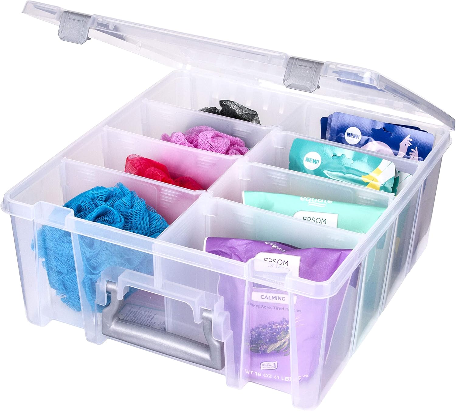 AB Designs 6990ABD Super Satchel Double Deep with Removable Dividers Stackable Home Storage Organization Container, Clear: Home & Kitchen