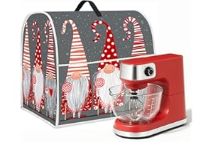 SEEWAN 6-8 Quart Christmas Stand Mixer Cover Kitchen Dust Cover Compatible for Stand Mixer Cloth Covers with Storage Pockets (Gnomes)