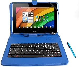DURAGADGET Faux Leather Blue French AZERTY Keyboard Case w/Stand - Compatible with Acer Iconia A3-A10 | W510 | W511 | A3-A10-L849 | A3-A10-L662 & W510-1458 Tablets