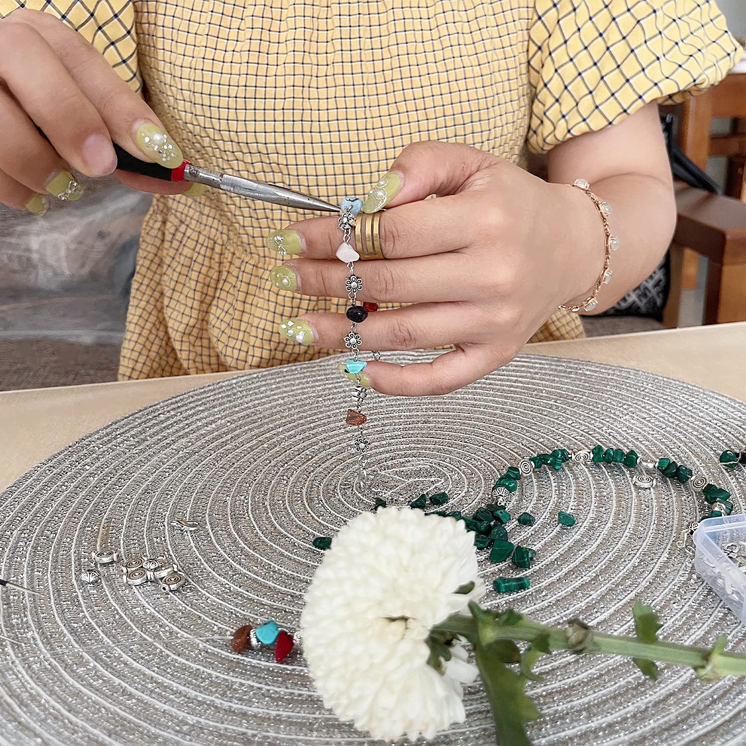 Xmada Jewelry Making Supplies Kit - 1587 PCS Beads, Crystal Beads, Jewelry Pliers, Beading Wire, Earring Hooks, Rings, Bracelets for Girls and Adults