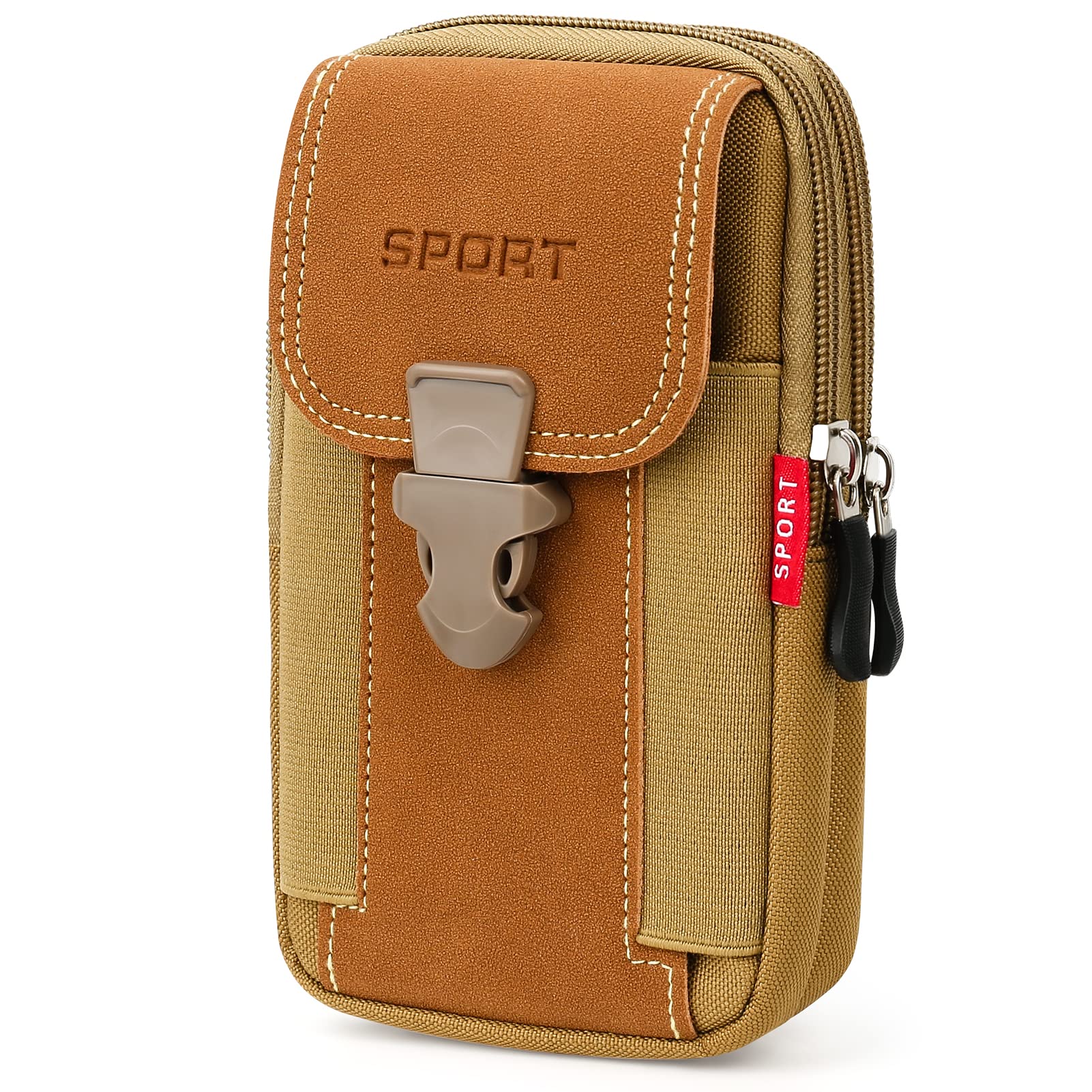 Multifunctional belt bag for men, smartphone bag, phone pouch, belt bag, mobile phone belt bag for outdoor, hiking, camping (khaki), Everyday life