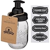 Jarmazing Products Mason Jar Foaming Soap Dispenser - Black - with 16 Ounce Ball Mason Jar - One Pack!