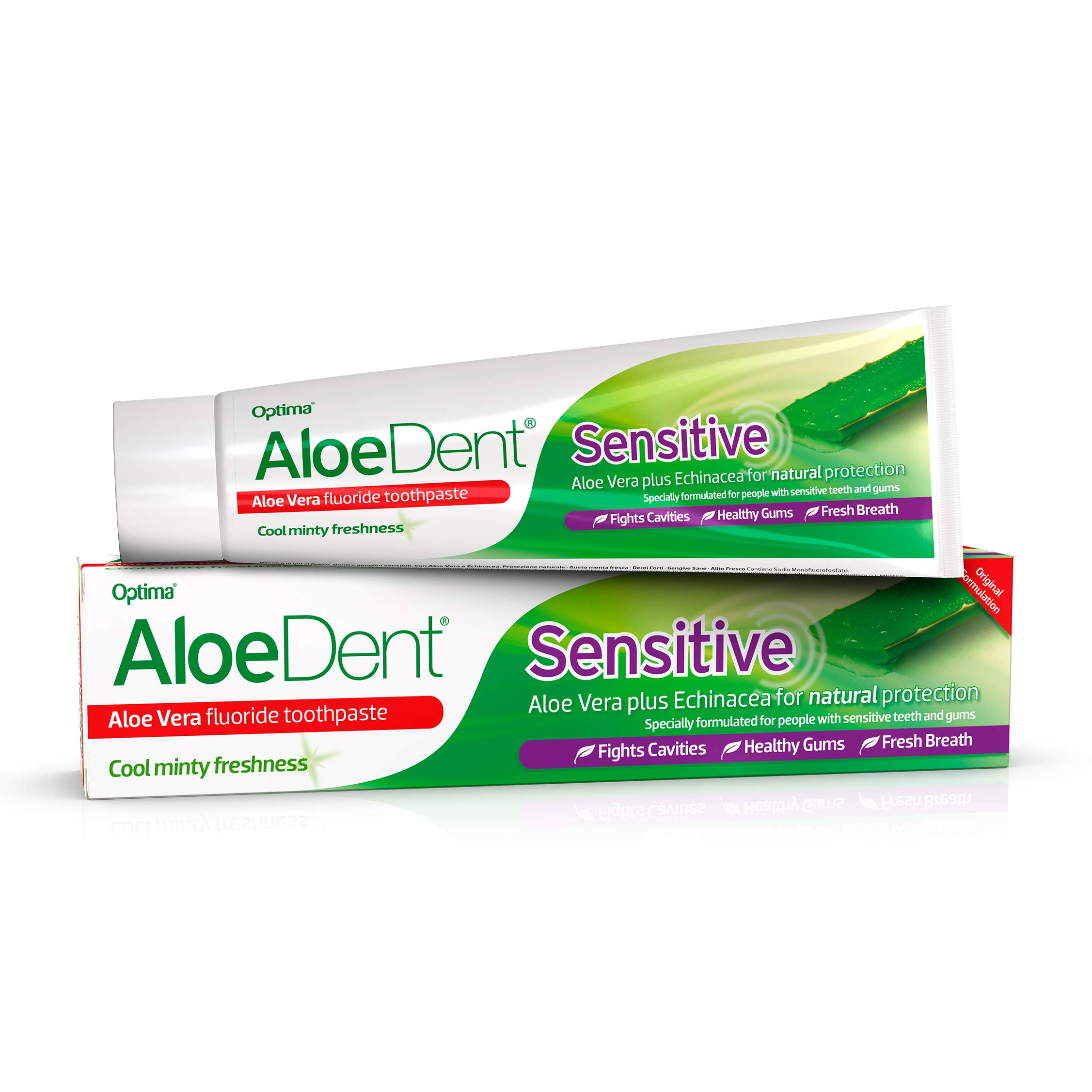 AloeDent Sensitive Aloe Vera Toothpaste With Fluoride, Natural Action, Vegan, Cruelty Free, SLS Free, Soothing, Healthy Gums,100ml, Pack of 3