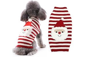 HRTTSY Dog Christmas Sweater Cute Santa Claus Xmas Dog Holiday Festive Sweaters Pet Cold Weather Outfit Warm Knitwear Jumper Sweaters for Small Medium Large Dogs Cats(Santa Claus,S)