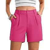 MAGCOMSEN Shorts for Women Dressy Casual Summer Pleated Tailored Back Elastic Waist Trouser Shorts with Pockets
