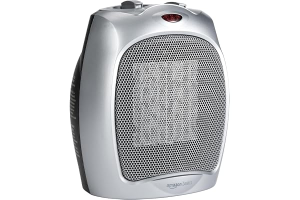 Amazon Basics Ceramic Space Heater, Portable Heater for Indoor Use, for Office and Home, With Overheat and Tip-Over Protectio