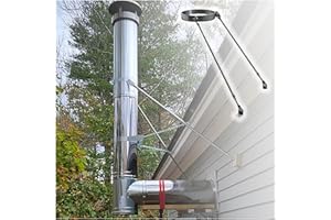 Stove Pipe Bracket, 3-10 Inch Roof Support for Wood Stove Pipes, Solid Steel Chimney Brace with Side/Top Mount, Weatherproof 