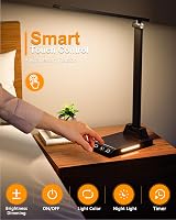 TOPPLEE Desk Lamp Rechargeable 2500mAh 5 Color Temp Dimmable USB Port view 2