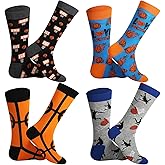 Vicenpal 4 Pairs Novelty Basketball Socks for Men Casual Funny Basketball Crew Socks Sports and Outdoors Socks Gift for Chrismas Men Women Teens Basketball Sports Lovers