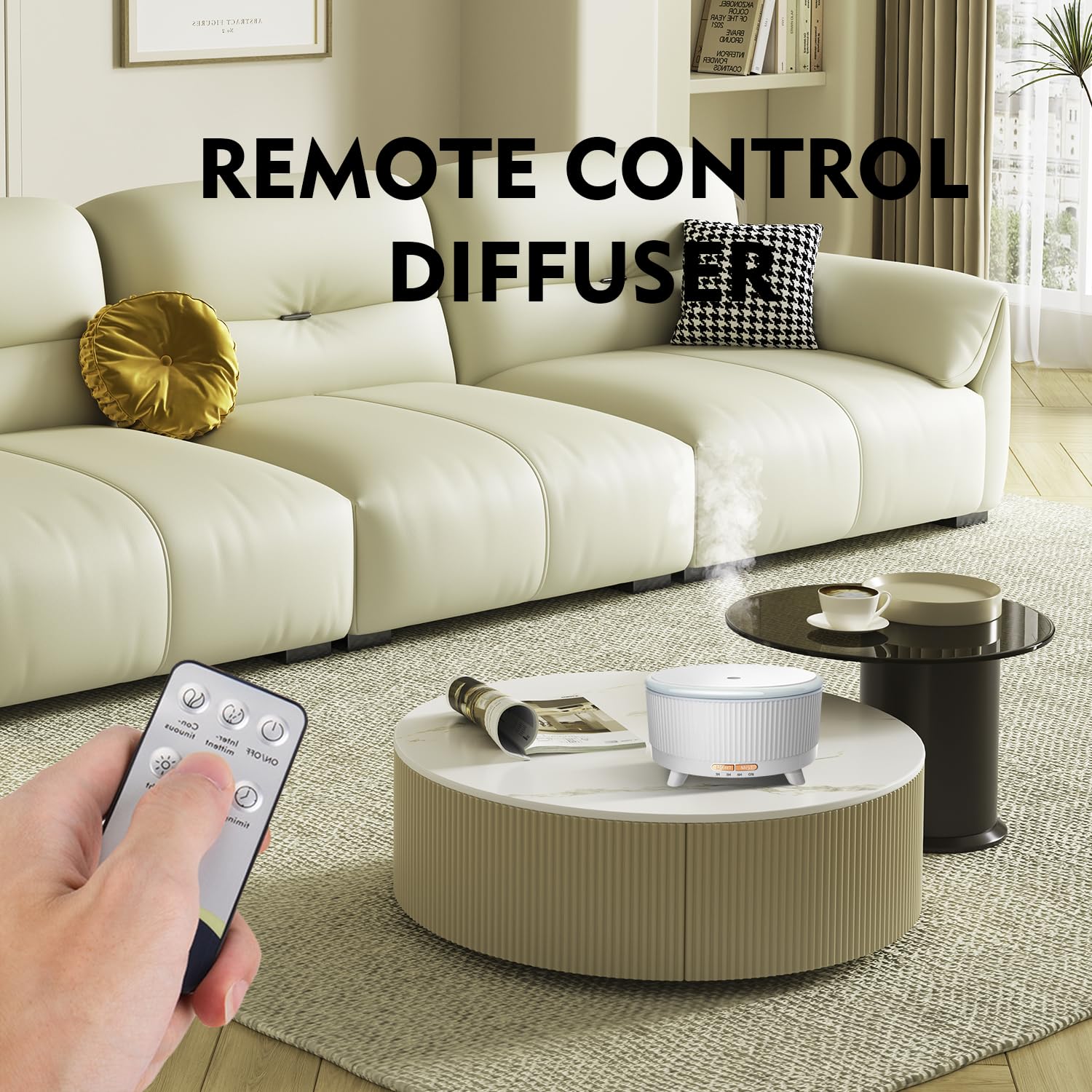 20-Hour Long-Lasting Aromatherapy, 500ML Large Essential Oil Diffuser: Ultrasonic Cool Mist Humidifier with Remote, 7 Color Lights, Timer, Auto-Off for Home/Bedroom/Yoga (Minimalist White)