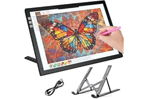 Bylitodt Cordless A4 Light Pad, Diamond Art Light Board with Stand, Tracing Box with 6 Brightness, Artist Tracing Table for Drawing, Weeding Vinyl, Sketching, Animation, Diamond Painting Accessories