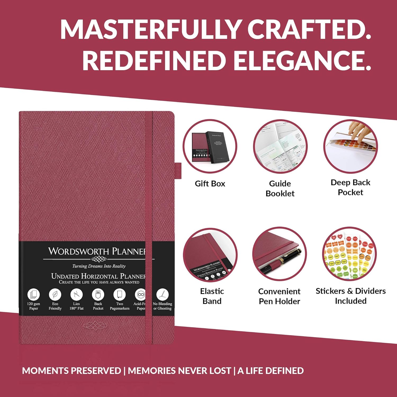 Wordsworth 2020 Planner (Non-Dated) Organizer Business Academic Journal-Weekly Monthly Yearly Planner-Thick Paper Pen Loop Inner Pocket- Improve Productivity Time Management & Hit Your Goals - Image 3