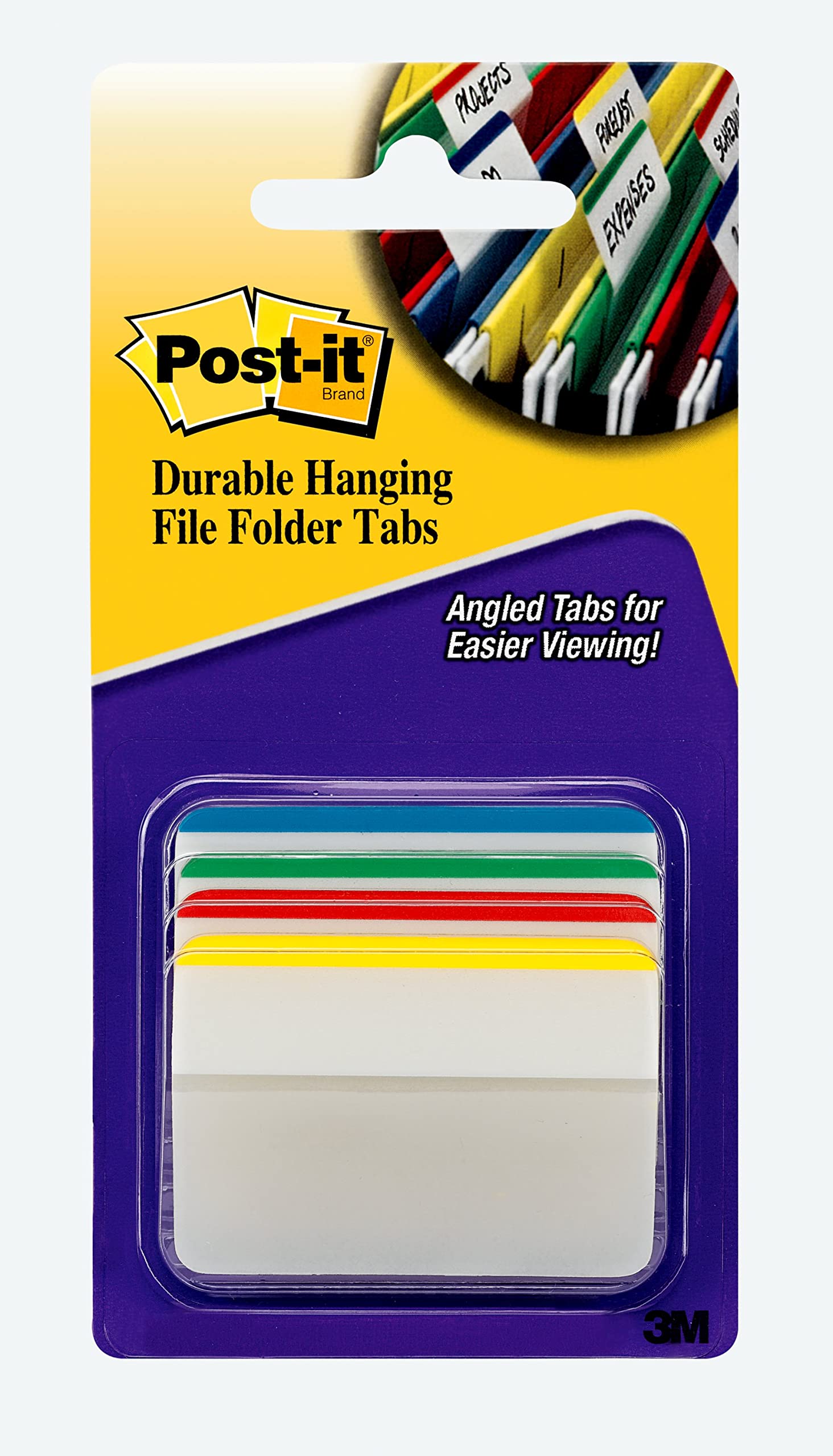 Post-it Angled Index Filing Tabs - Assorted Colours (4 Colours Each with 6 Tabs)