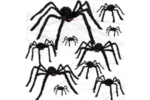 Colovis Halloween Spider Decorations, 10 PCS Assorted Sizes Spiders Outdoor Halloween Decorations Realistic Large Hairy Scary Spider Props for Indoor, Home, Yard, Party Decor
