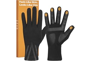 Pixel Panda Driving Gloves Women Touchscreen, Lightweight Running Gloves for Cold Weather with Non-Slip Leather Strip and Windproof Cuff
