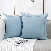 Jepeak 20x20 Inch Burlap Linen Throw Pillow Covers, Pack of 2 Decorative Farmhouse Rustic Neutral Pillow Covers Square Durable Cushion Cover for Sofa Couch Bed Home Decor, Baby Blue