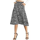 Allegra K Women's Floral Skirt A-Line Midi Skirt Chiffon Elegant 2025 Fall Skirts with Pockets