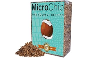 REPTICHIP PREMIUM COCONUT SUBSTRATE Microchip Coconut Substrate for Inverts and Reptiles Loose Fine Coconut Husk Chip Mix Reptile and Tarantula Bedding for Terrarium Floor (36 Quart)