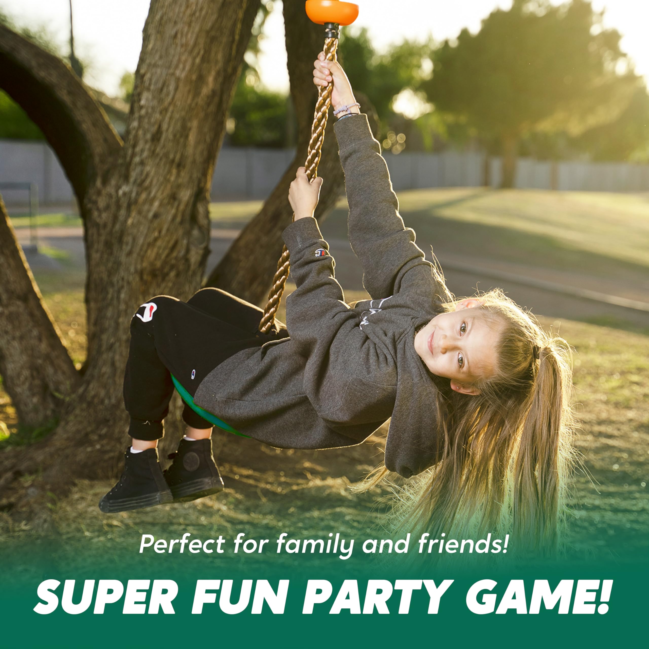 TURFEE Tree Swing for Kids - Single Disc Seat and Climbing Rope Set w/Carabiner & 4 Ft Strap - Treehouse and Outdoor Playground Accessories - Green ?