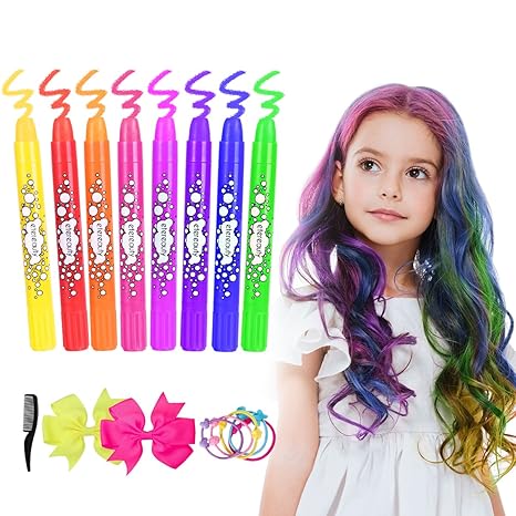 Hair Chalk For Girls Kids Temporary Hair Chalk Pens 8 Colourful