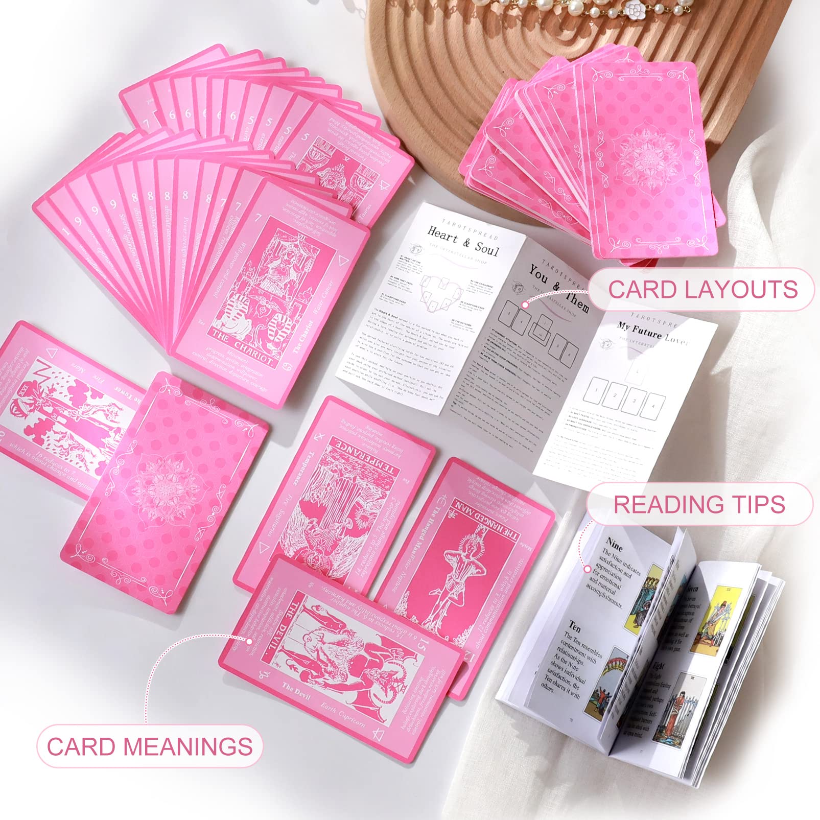 Myripoly Love Tarot Cards Deck for Beginners with Meanings On Them-Tarot Card Deck with Keywords Guidebook -Tarot Bag Pouch-Tarot Guide Sheet