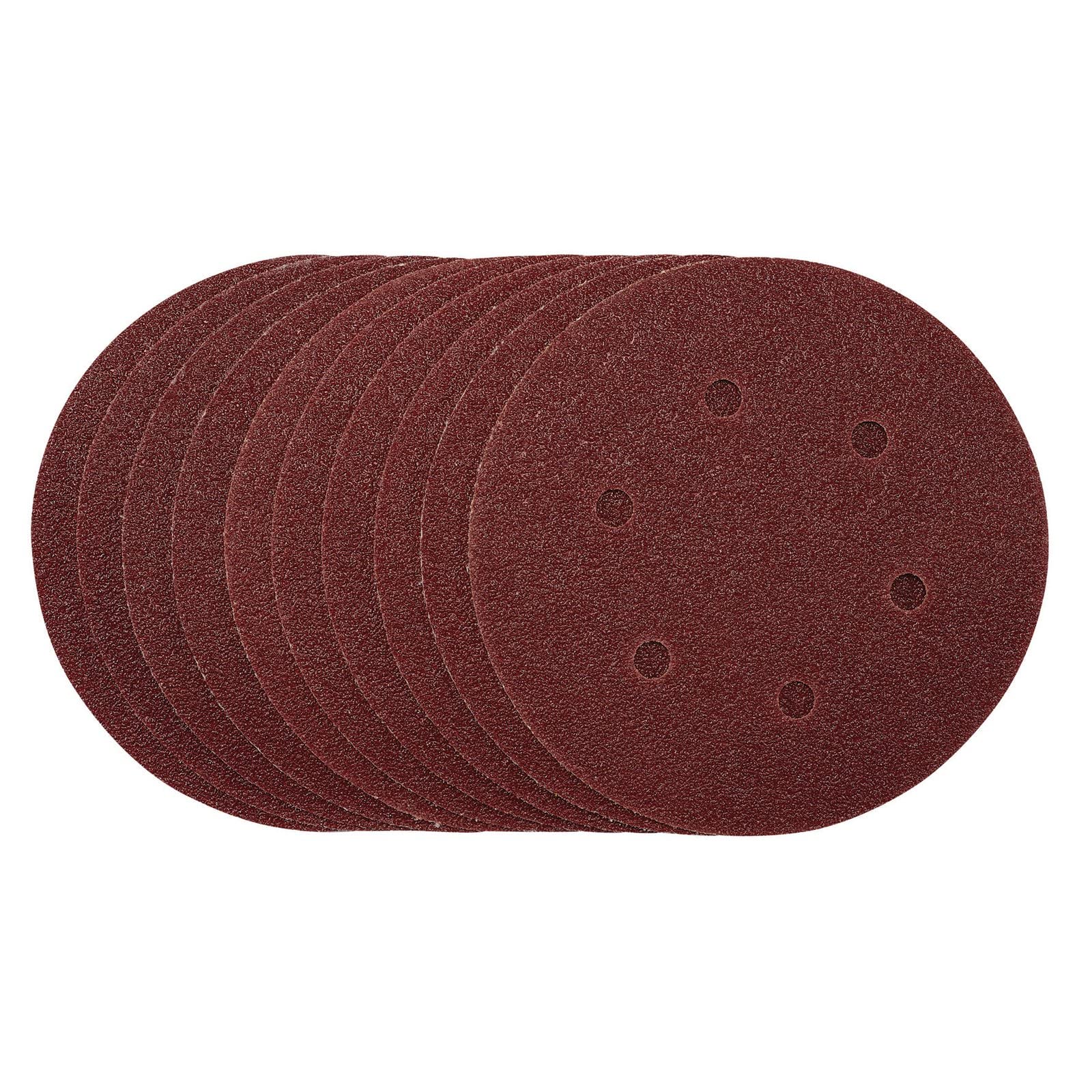 Draper 150mm 10 Piece Sanding Discs Set | 40 Grit Hook & Loop Sander Accessory | Multi- Surface Utility | Aluminium Oxide | 8mm Dust Extract Holes | 54887