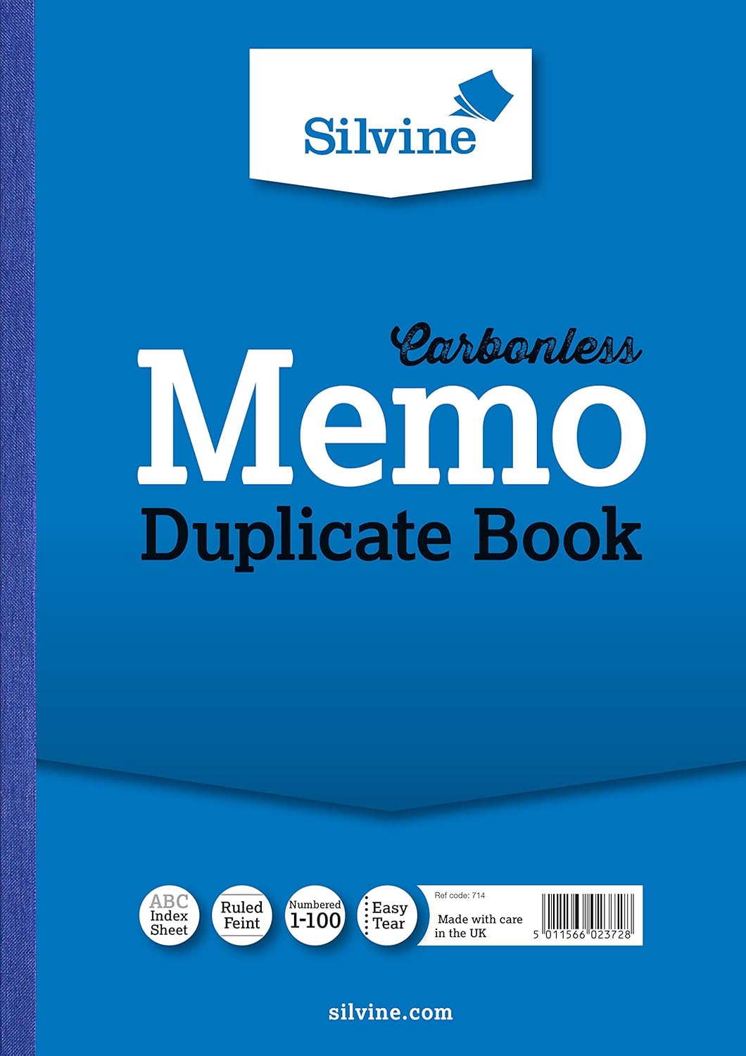 Silvine Carbonless Duplicate Memo Book - Numbered 1-100 with index sheet (297 x 210mm), Single, Single