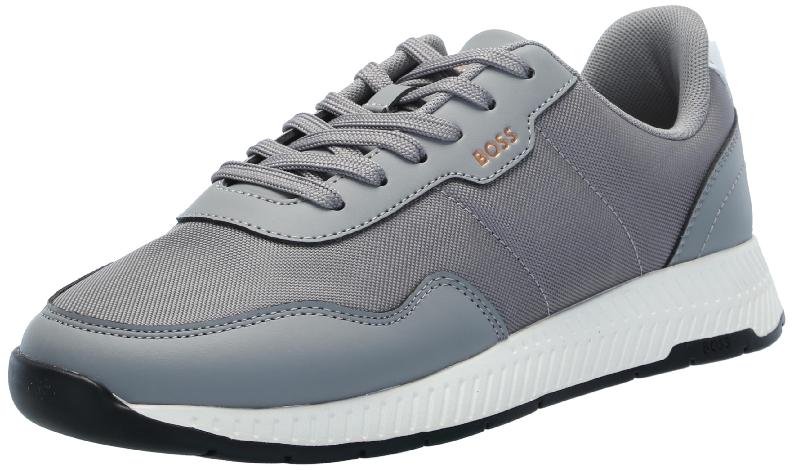 BOSS Leather Mix Low Top Sneaker, Mushroom Grey, 13