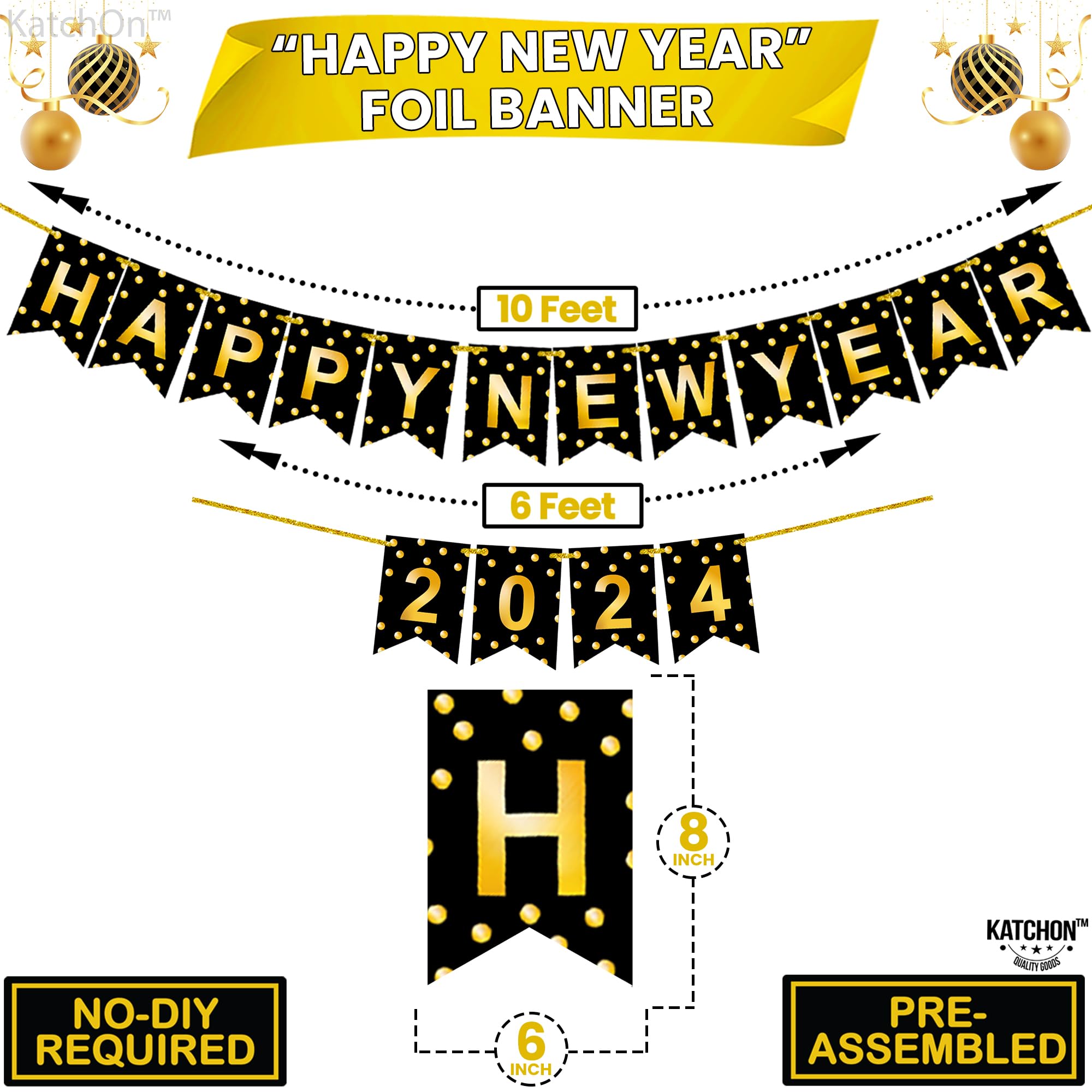 Mua KatchOn Happy New Year Banner 2025 - No DIY, 10 Feet | New Years ...