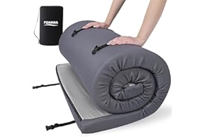 Foamma 3" x 30" x 75" Memory Foam Roll-Up Camping Mattress with Water Resistant Zipper Cover, Foldable and Portable for Camping, RV Bunk, Tent, Guest Bed, Outdoor and Dorm, CertiPUR-US Certified Foam