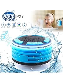 Bluetooth Shower Speaker Waterpoof Shower Radios, Wireless Bathroom Speaker with FM Radios, LED Mood Light, Suction Cup, Portable Speaker for Shower Kids Home Outdoor Beach Pool Hot Tub