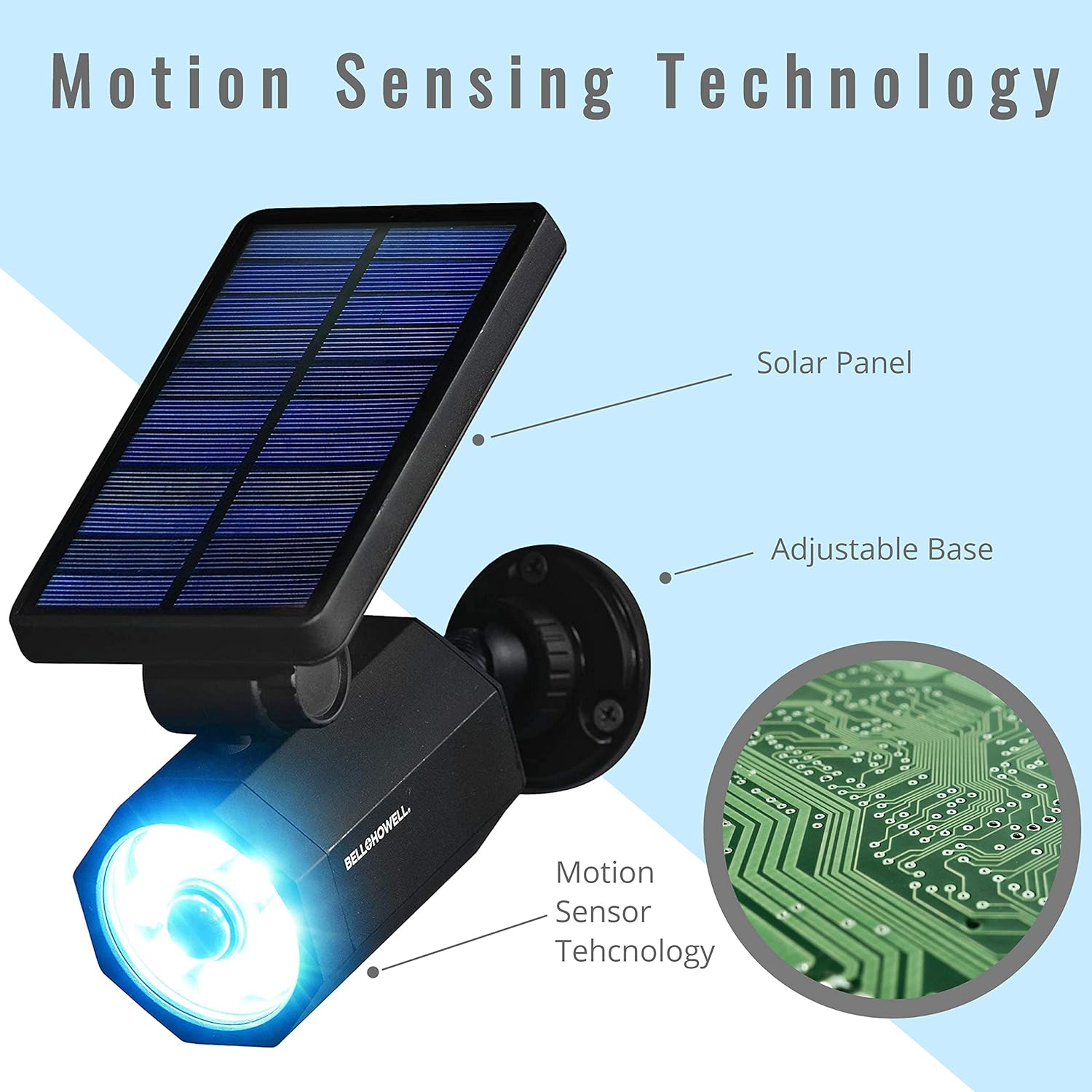 Bell+Howell 2963 Bionic Spotlight Solar Spot 25 Feet Motion Sensor, Sun Panels, Waterproof Frost Resistant Patio, Yard and Outdoor Lighting As Seen On TV, Black - - 