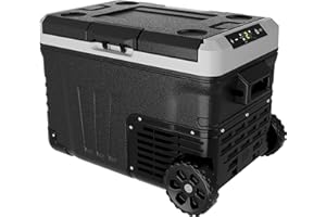 EKOJUCE 12 Volt Refrigerator Portable Fridge - 37 Quart(35L) Electric Cooler Big Zone with 2 Baskets and Wheels, 12V Fridge -4℉-68℉ for Camping, Boating, Truck, RV, Outdoor, Home