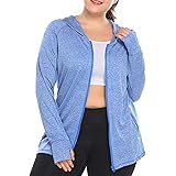 IN'VOLAND Womens Running Jackets Plus Size Lightweight Full Zip Up Track Workout Yoga Athletic Hooded Hoodie with Pockets