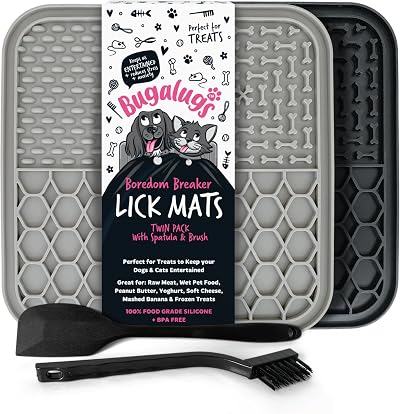 BUGALUGS Lick Mat for Dogs & Cats 2-Pack Food Grade Silicone BPA Free