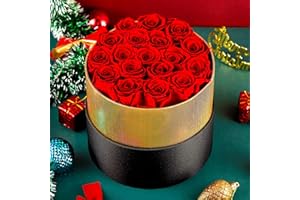 Eterfield Preserved Roses That Last a Year Forever Flowers in a Box Flowers for Delivery Prime Gifts for Her Valentines Day Mothers Day (Round Black Box, 18 Red Roses)